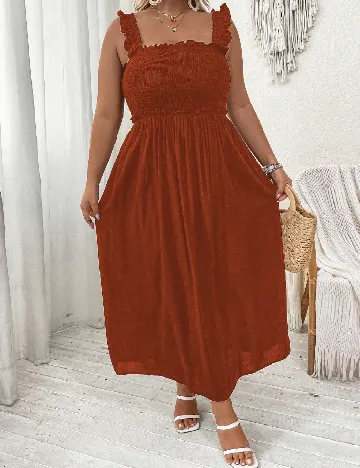 Rochie lunga SHEIN CURVE, caramiziu