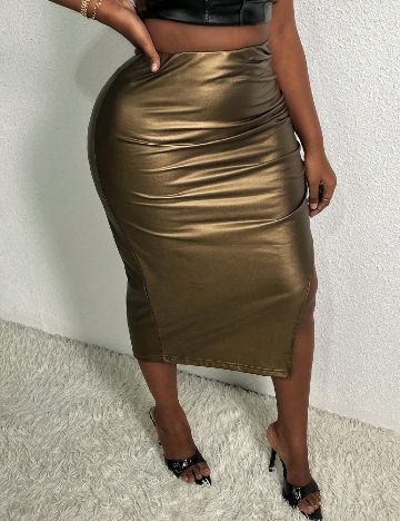 Fusta SHEIN CURVE, maro