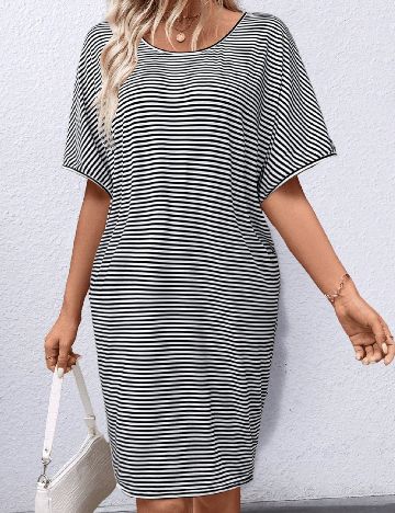 Rochie scurta SHEIN, alb/negru