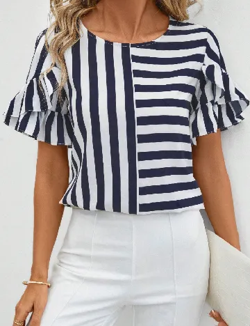 Bluza SHEIN, alb/bleumarin