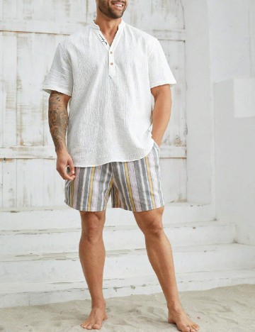 Camasa SHEIN Plus Size Men, alb