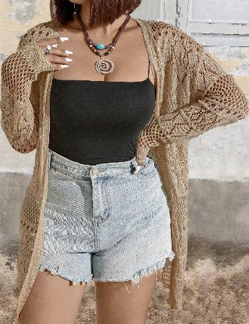 Cardigan SHEIN CURVE, maro