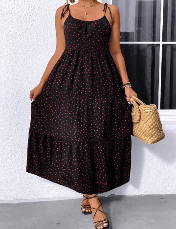 Rochie lunga SHEIN CURVE, negru/rosu