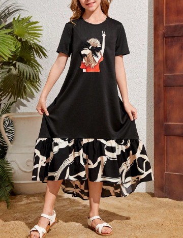 Rochie Shein Kids, negru/crem