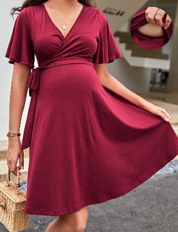 Rochie medie SHEIN Maternity, visiniu