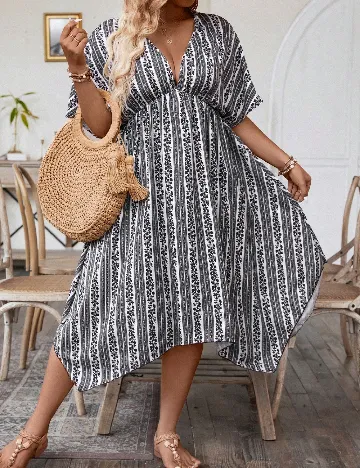 Rochie medie SHEIN CURVE, negru/alb