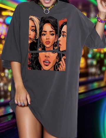 Tricou Oversize SHEIN CURVE, gri