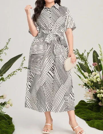 Rochie medie SHEIN CURVE, alb/negru