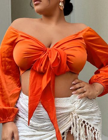 Top SHEIN CURVE, portocaliu