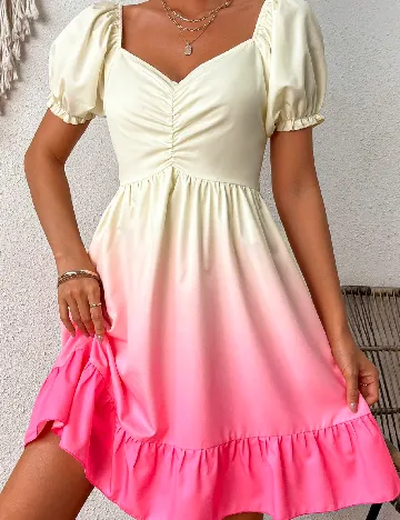 Rochie scurta SHEIN, galben/roz