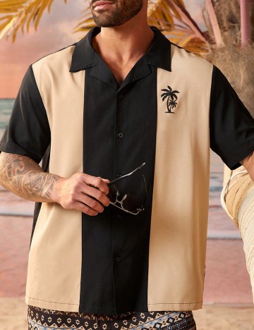 Camasa SHEIN Plus Size Men, negru/maro