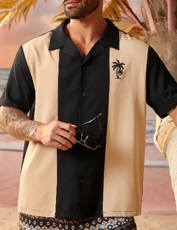 Camasa SHEIN Plus Size Men, negru/maro