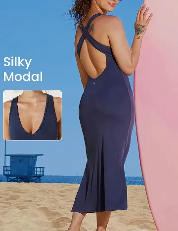 Rochie medie GLOWMODE, bleumarin