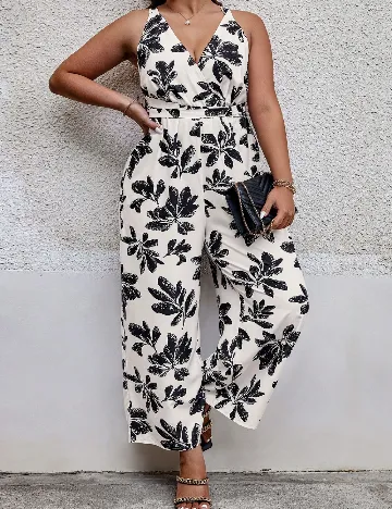 Salopeta SHEIN CURVE, crem/negru