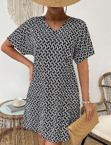 Rochie scurta SHEIN, alb/negru