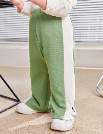 Pantaloni Shein Kids, verde/alb