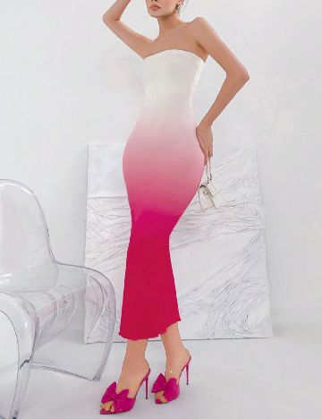 Rochie medie SHEIN, roz/alb