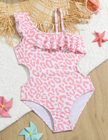 Costum de baie Shein Kids, roz/alb