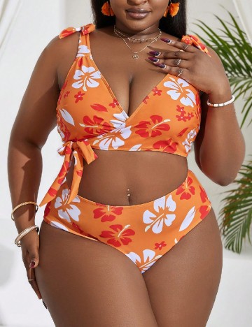 Costum de baie SHEIN CURVE, portocaliu