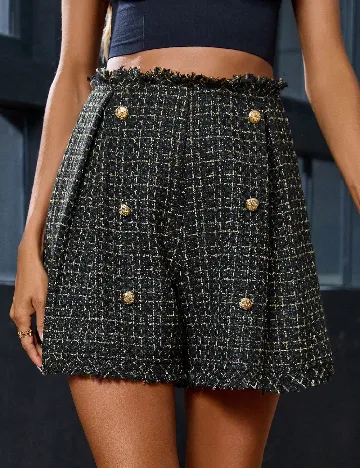 Pantaloni scurti SHEIN, negru/auriu