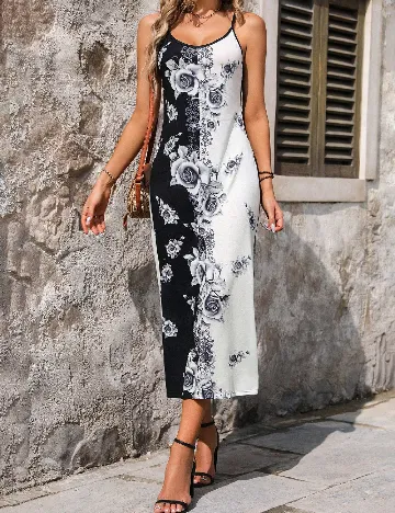 Rochie medie SHEIN, alb/negru