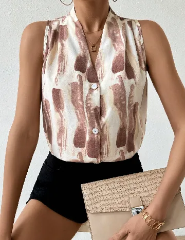 Bluza SHEIN, ecru/maro