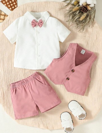 Compleu Shein Kids, alb/roz