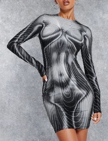 Rochie scurta SHEIN, gri/alb