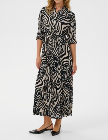 Rochie lunga Cream, negru/crem