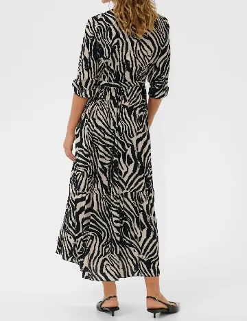 Rochie lunga Cream, negru/crem