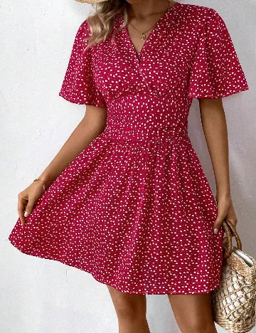 Rochie scurta SHEIN, rosu/alb