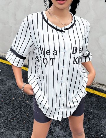 Camasa SHEIN, alb/negru