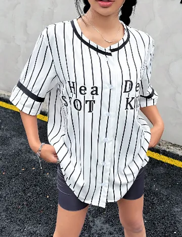 Camasa SHEIN, alb/negru