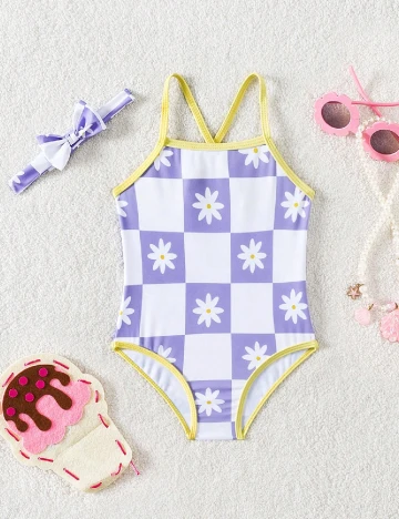 Costum de baie Shein Kids, alb/mov
