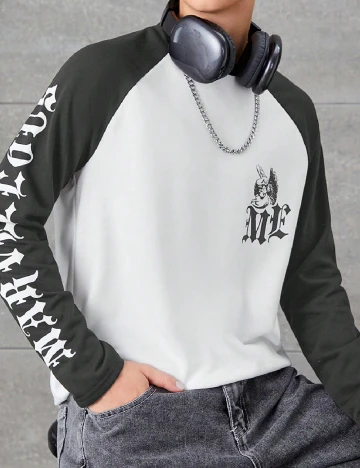 Bluza Shein Kids, alb/gri