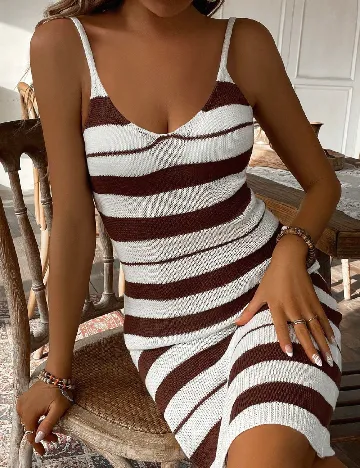 Rochie scurta SHEIN, alb/maro