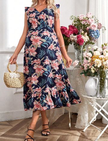 Rochie medie SHEIN Maternity, floral print