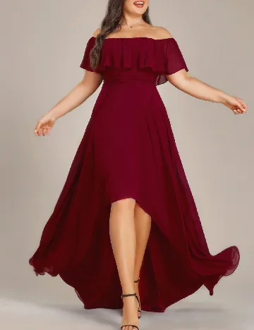 Rochie medie Ever-Pretty Plus Size, visiniu