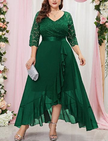 Rochie medie SHEIN CURVE, verde inchis