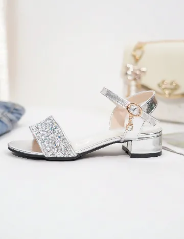Sandale Shein Kids, argintiu