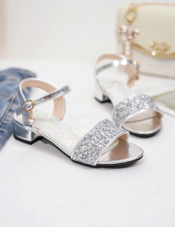 Sandale Shein Kids, argintiu