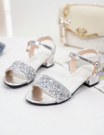 Sandale Shein Kids, argintiu