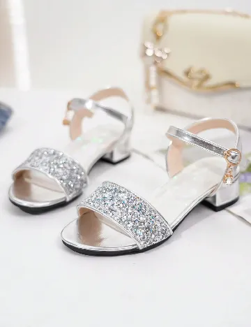 Sandale Shein Kids, argintiu