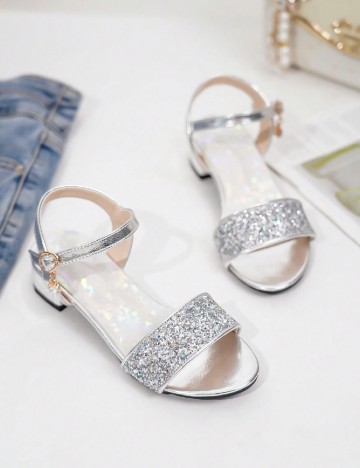 Sandale Shein Kids, argintiu
