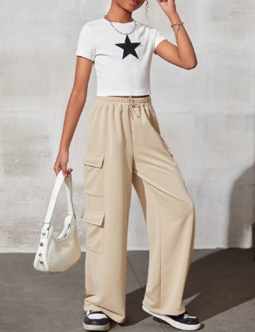 Pantaloni Shein Kids, crem