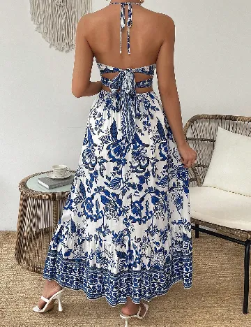 Rochie lunga SHEIN, albastru/alb