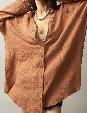 Camasa Oversize SHEIN, maro deschis