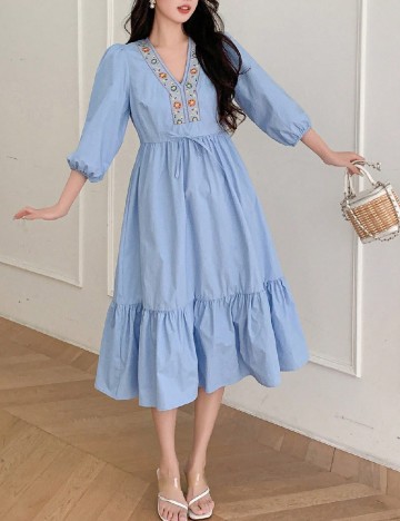 Rochie medie Dazy, albastru