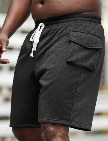 Pantaloni scurti SHEIN Plus Size Men, negru