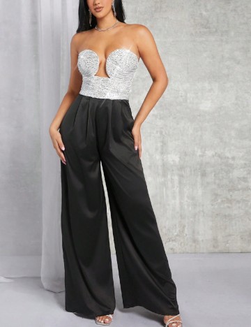 Salopeta SHEIN, negru/argintiu